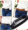 Cinturón de cintura rectangular de cuero genuino para mujer con hebilla lisa - Cinturón versátil casual de piel de vaca para pantalones