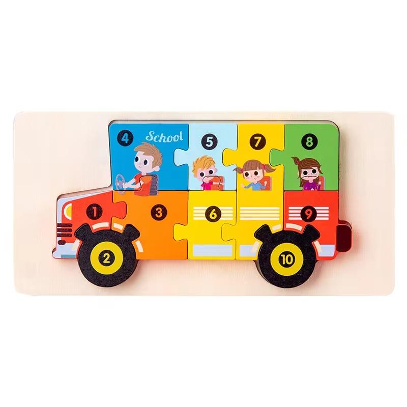 Wooden Puzzle for Toddlers Animals Vehicles Jigsaw Colorful Wood Alphabet Number Preschool Learning Montessori Educational Toys