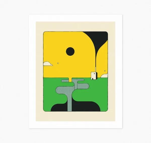 Minimalist Abstract Painting Poster Sunset Illustration Science Fiction Canvas Printing Home Room Wall Decor Frameless Painting