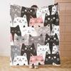 Cute Cat Cartoon Print Throw Blanket Cozy Sofa Couch Manta Soft Bed Decorative Blanket For Bedroom Living Room Home Decor