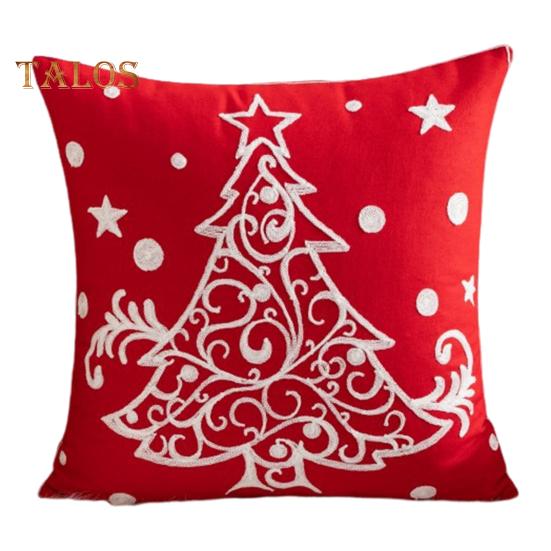 Taie d'oreiller de Noël à imprimé de dessin animé coloré, forme carrée, décoration de chambre à coucher, salon, canapé, taie d'oreiller