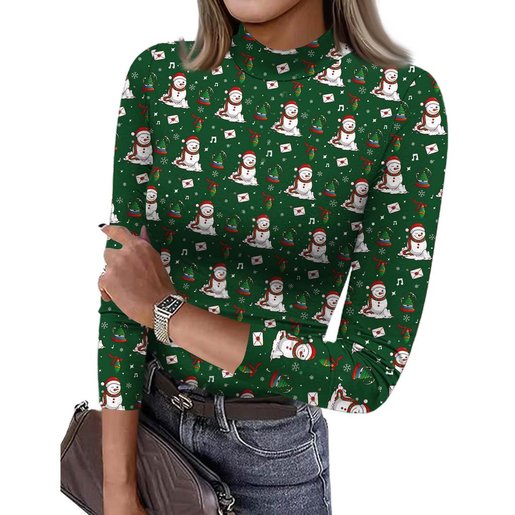 Damen Slim Bottom T-Shirt Mode Lässig Farbverlauf Druck Rundhals Pullover 3/4 Ärmel Top