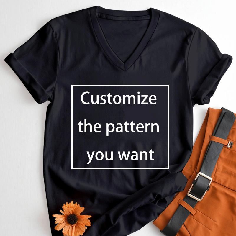 2024 Fashion Customized TShirts Women Men Harajuku Vneck Tshirt Summer Short Sleeve Tops Tees DIY Graphics Unisex Shirts
