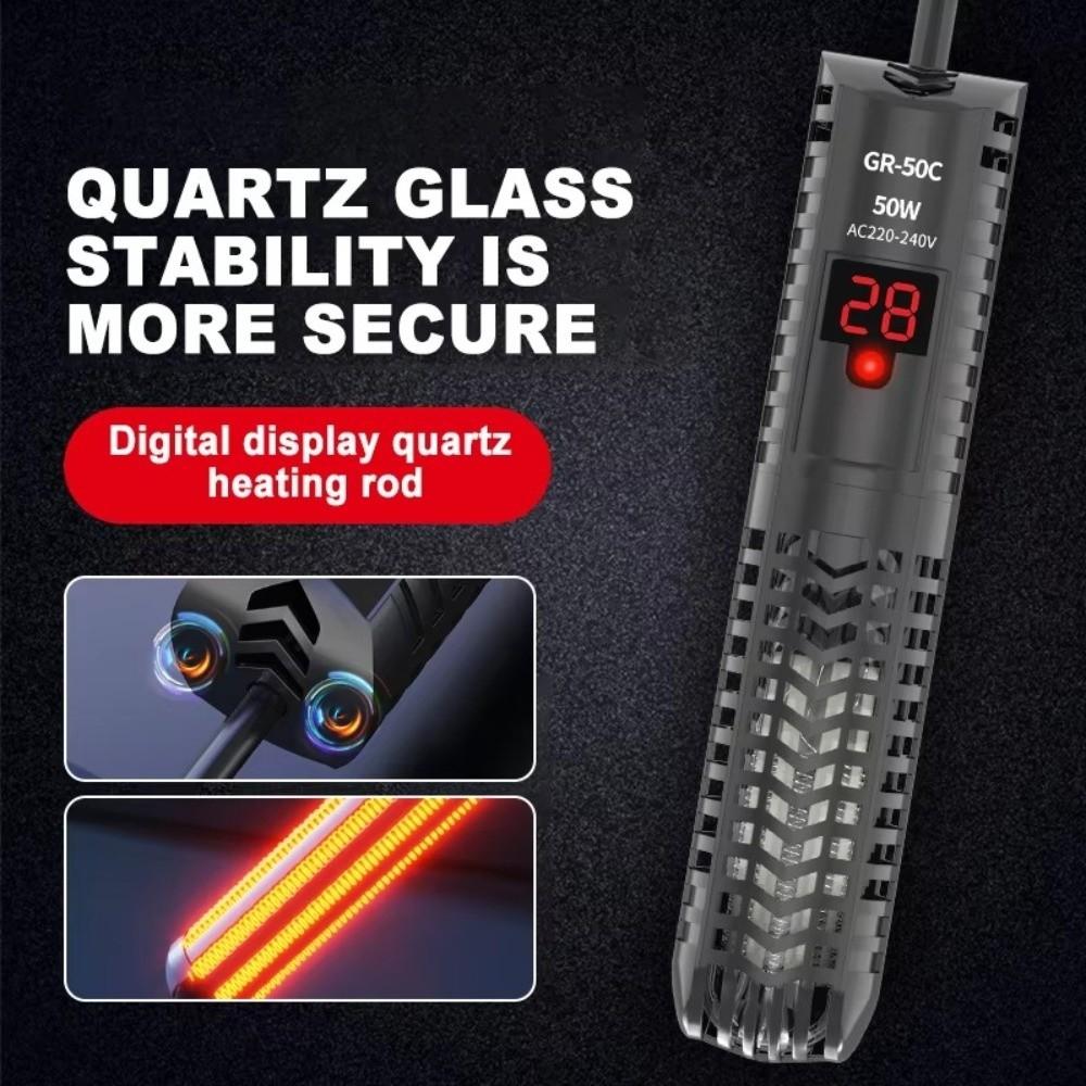 Quartz Glass Aquarium Submersible Heater Adjustable Temperature Heating Rod  Water Tanks