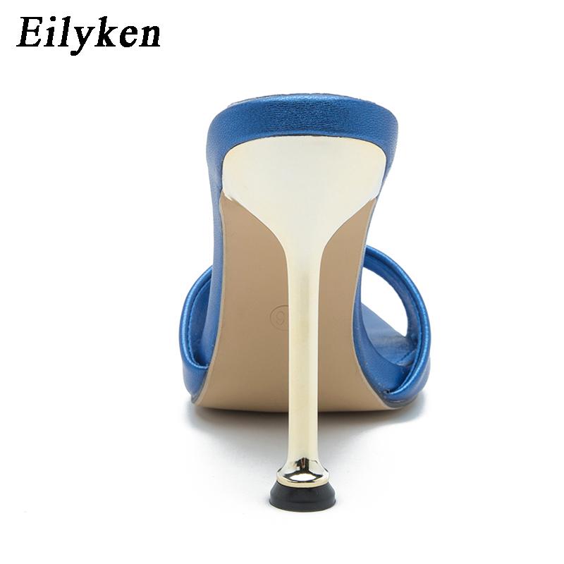 Fashion Eilyken Summer Slippers Design Strange Women Mule Thin Heels Sandals Flip Flops Pointed Toe Slides Party Shoes