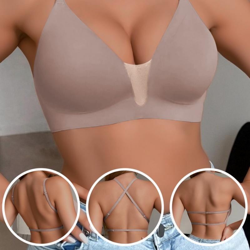 Women s Cross U-Shaped Backless Bra Bustier - Small Bust Appearance, Large Bust Fit, Strappy, Anti-Exposure X-Large (36/24)