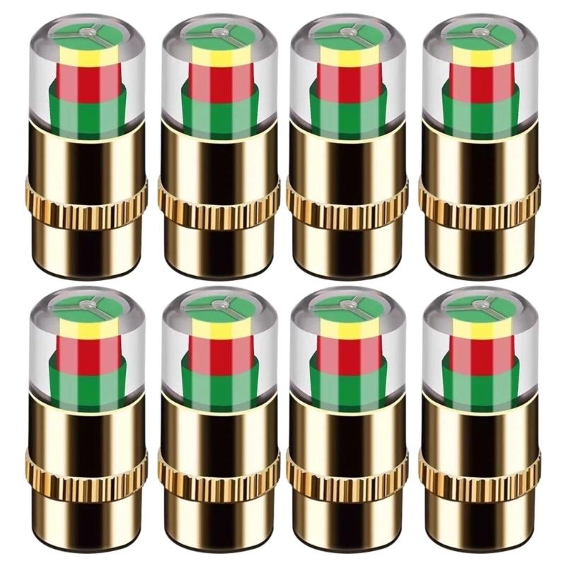 Visual Tire Pressure Indicator Cap for Quick Check with Green Yellow Red Warning Helps Avoid Blowouts Improve Safety on All Vehicles