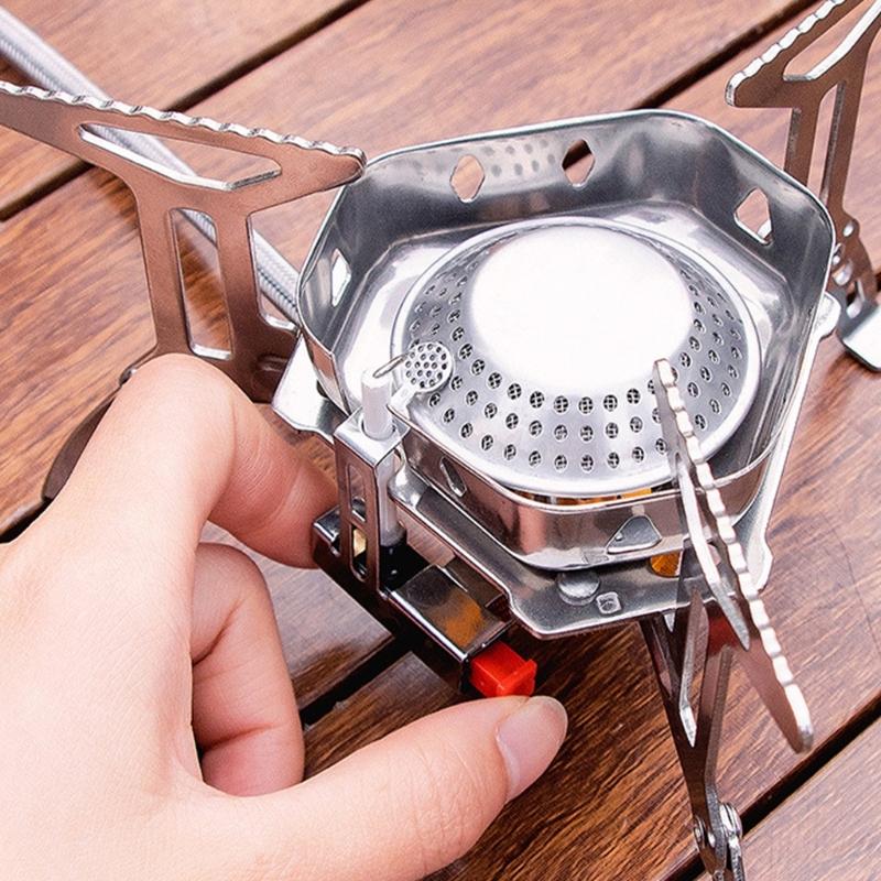 Outdoor Cooking Gas Stove with Remote Hose Link, Steel Body and Folding Pot Burners for Camp Meals and Boiling Water