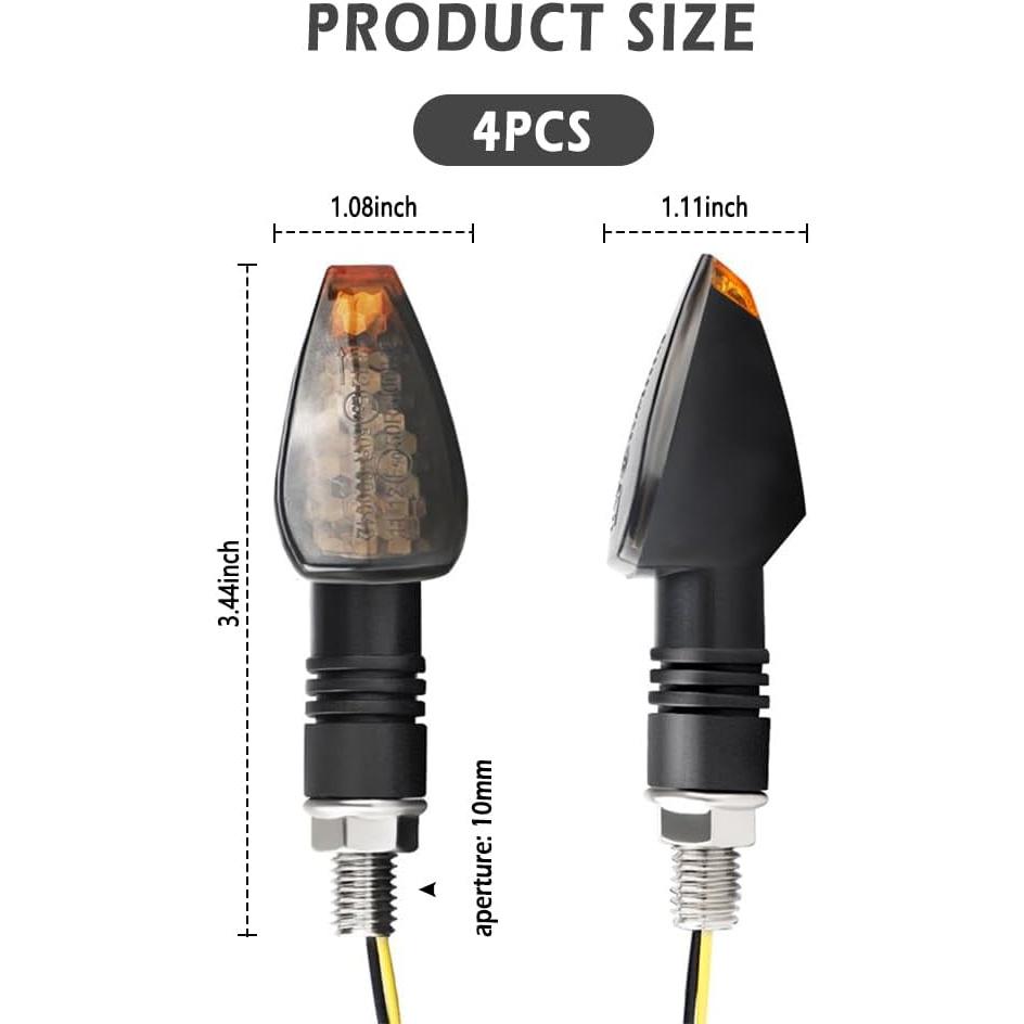 4PCS Motorcycle Turn Signals,12V 14LED Motorcycle Lights Turn Signal Assembly With Bright Amber Lamp,Universal Front/Rear Motorcycle LED Lights