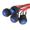4 Pcs 12V Waterproof Rocker Switch Round Rocker Switch 12V Blue LED Lighted with Pre-Soldered Wires, On Off Toggle Shell SPST 3Pin for Car RV Trucks