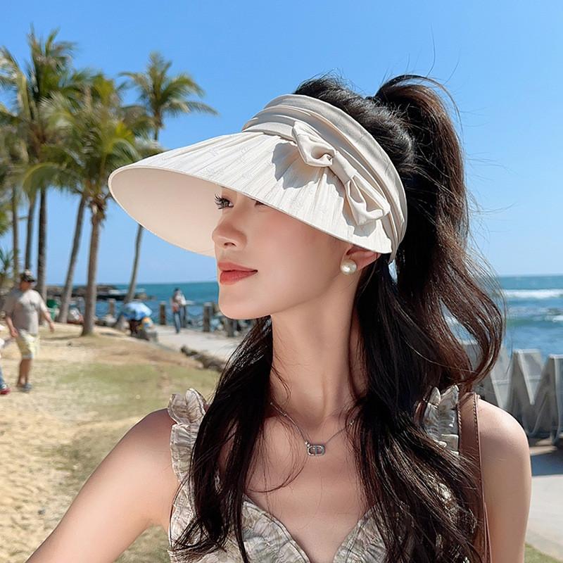 Summer Sun Hat With Butterfly Knot Large Brim For Women Sun Protection
