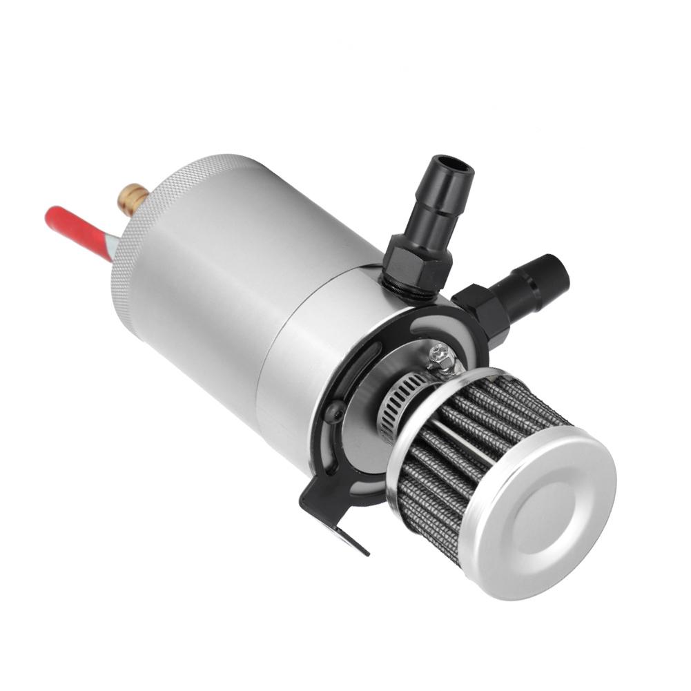 Universal Aluminum Alloy Oil Tank Reservoir Catch Can with 2 Port Accessory Kit