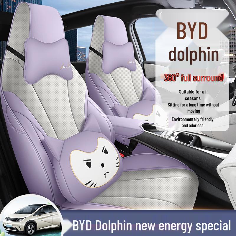 BYD Dolphin Universal Cartoon Seat Cover, Full-Coverage Cushion for All Seasons