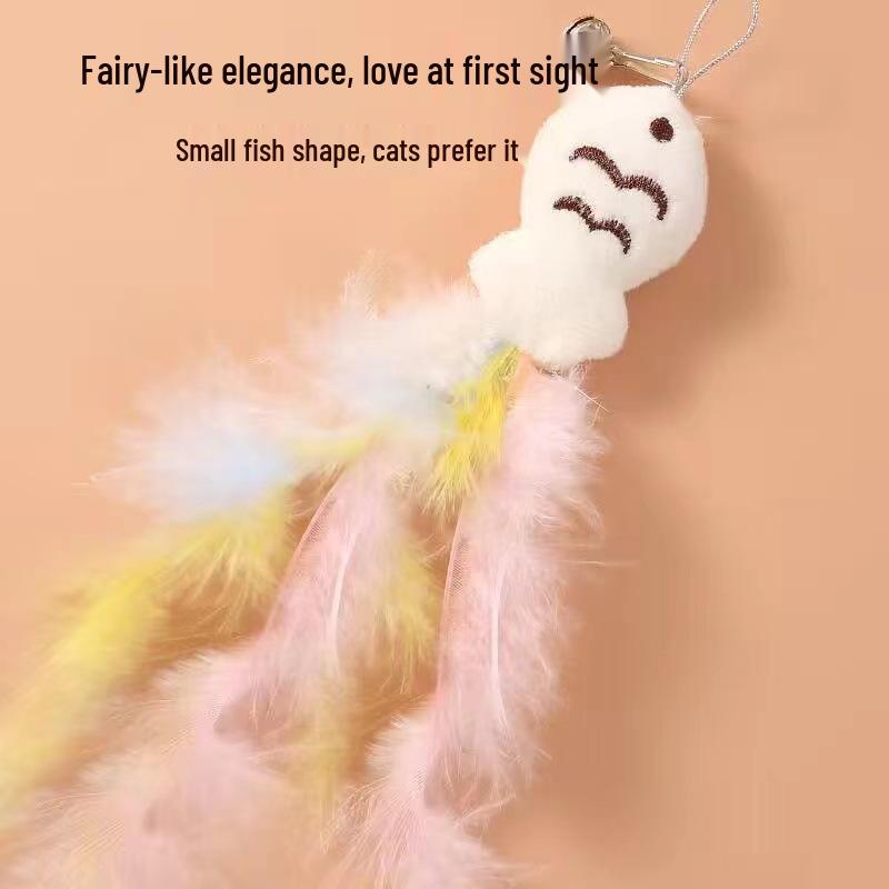 

360° Rotating Kitten Teaser Stick with Feathers & Bells