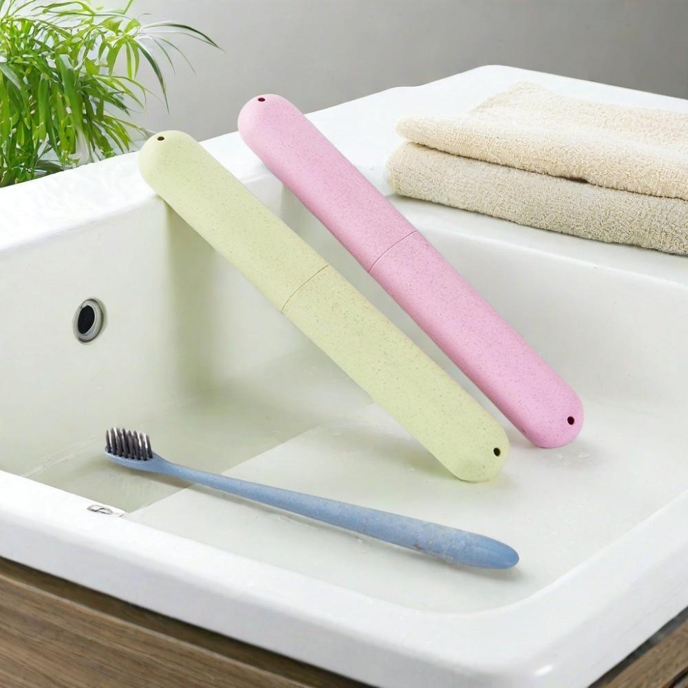 2 Pcs/Set Travel Portable Breathable Toothbrush Protective Case-Bathroom Safe Compact Toothbrush Case-Breathable Design