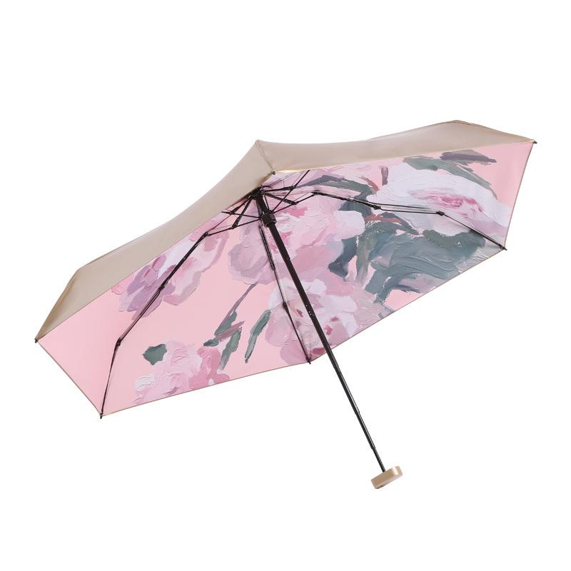 Flat 60% Fold Pocket Umbrella, Sun Card Umbrella, Gold Glue, Sun Protection and Sun Protection Umbrella, Small Fresh Umbrella