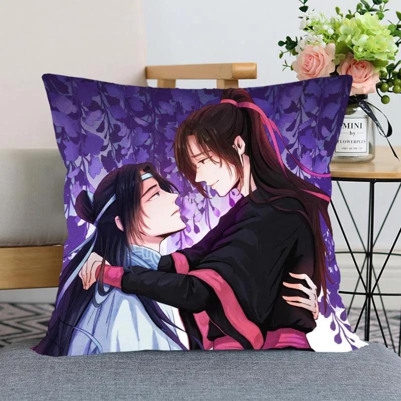 New Arrival Mo Dao Zu Shi Pillow Cover Bedroom Home Office Decorative Pillowcase Square Zipper Pillow Cases Satin Soft No Fade