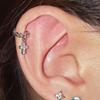 Xiaohongshu Thin Bar Ear Cartilage Piercing Earrings - Micro-set Zirconia Ear Cuff Jewelry