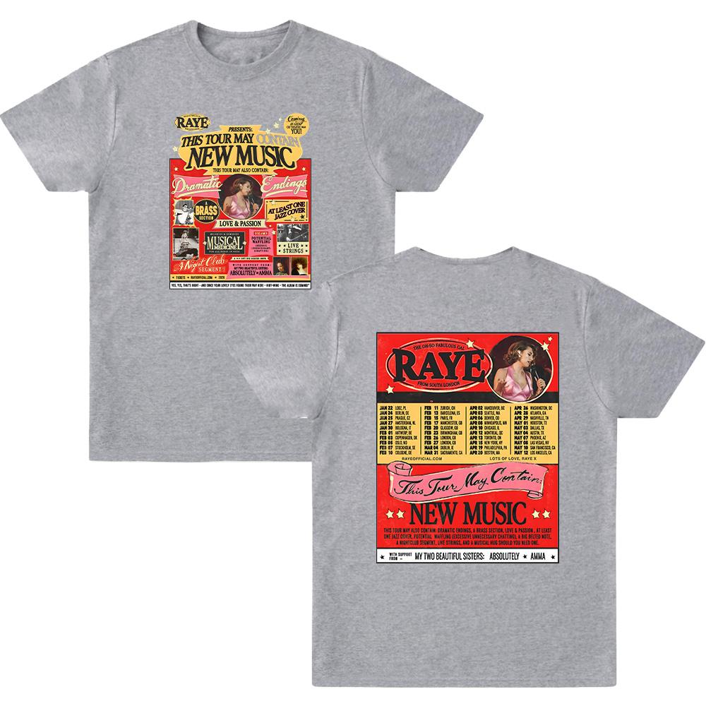 Raye Tour 2026 Grafická trička Dámská Pánská Móda Tričko s krátkým rukávem Ležérní Měkká Bavlna Letní Trendy Design Streetwear Y2K