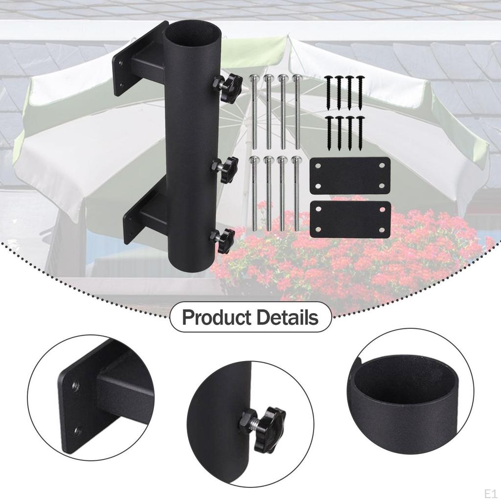 Patio Umbrella Holder Attaches to Railing Metal for 1.3-1.8 inch Pole Outdoor Stand Base