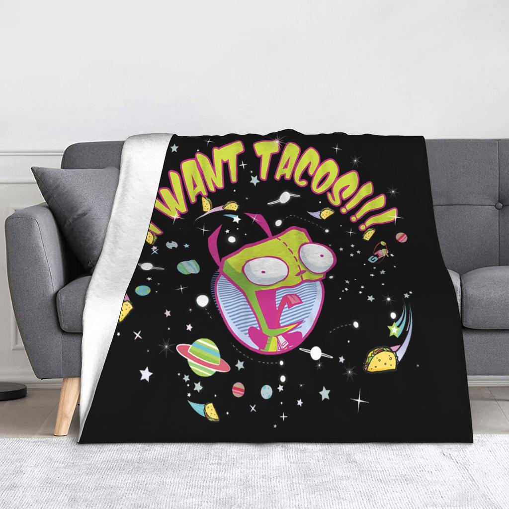 Invader Zim Gir Cartoon Wool Blankets  Awesome Throw Blanket for Home 150*125cm Rug Piece