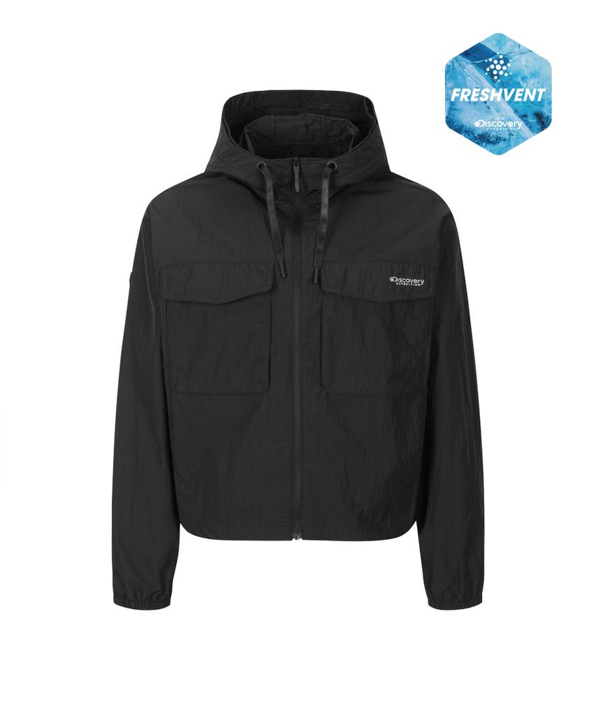 Discovery Expedition Women'S Freshvent 2.0 Pocket Crop Windbreaker (Black)