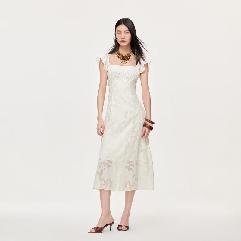 VEROMODA Hollow Jacquard A-Line Midi Dress