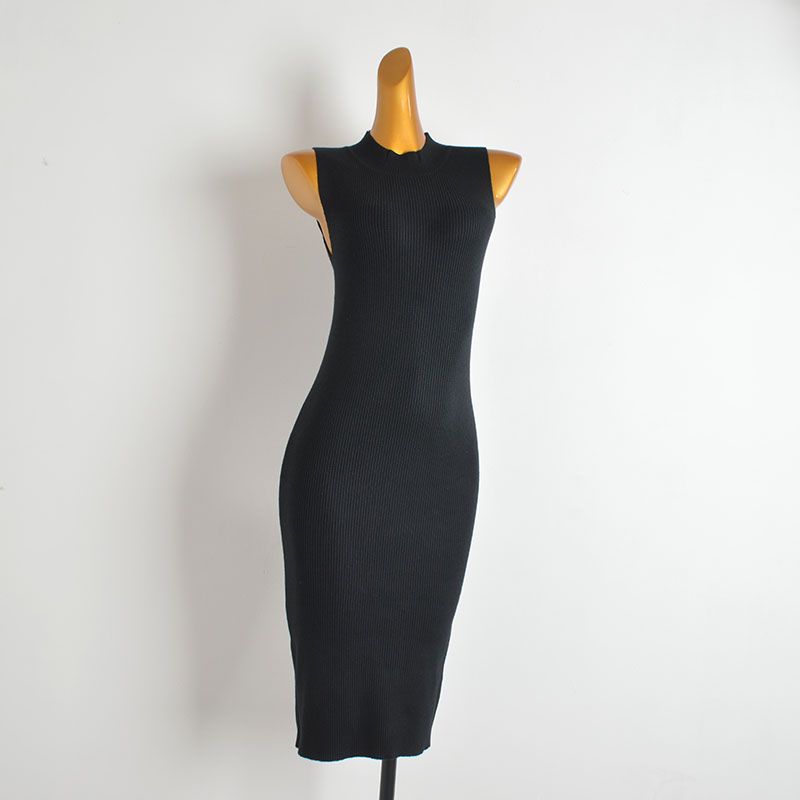 

French Simplicity New Arrival V-neck Double-Breasted Knitting Cardigan Vest Dress Women s Spring Summer Slim-Fit Slimming Two-Piece Set Black (single skirt) One size