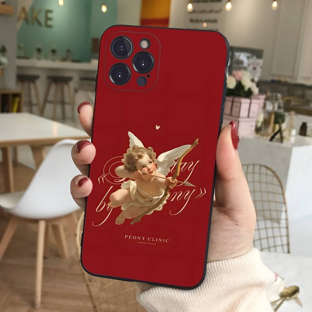 Middle Ages Retro Cupid Angel Phone Case For IPhone 12 11 13 14 15 16 17 Pro Max Plus Mini Cover
