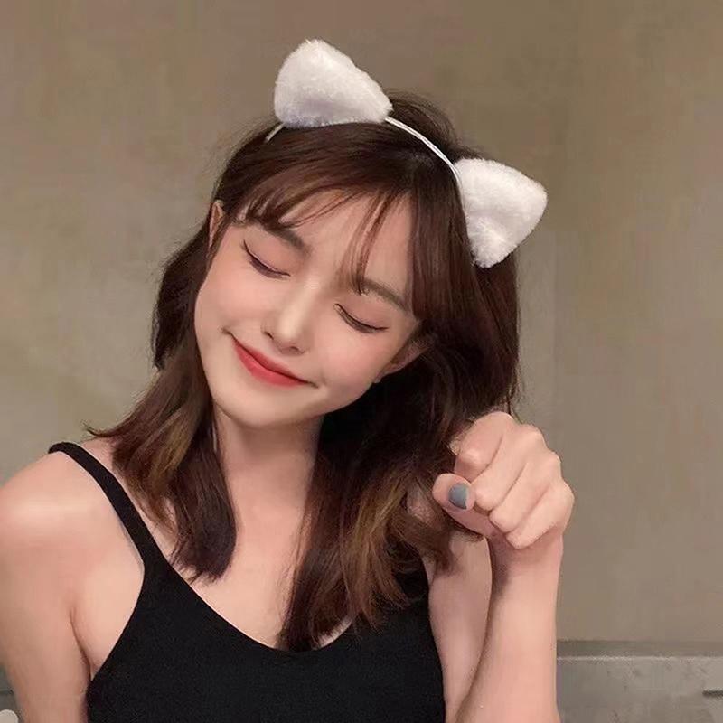 Fascia con Orecchie da Gatto per Donna Cartone Animato Peluche Fascia per Capelli Anime Cosplay Viso Carino Cerchietto per Capelli Copricapo Ragazze Accessori per Capelli