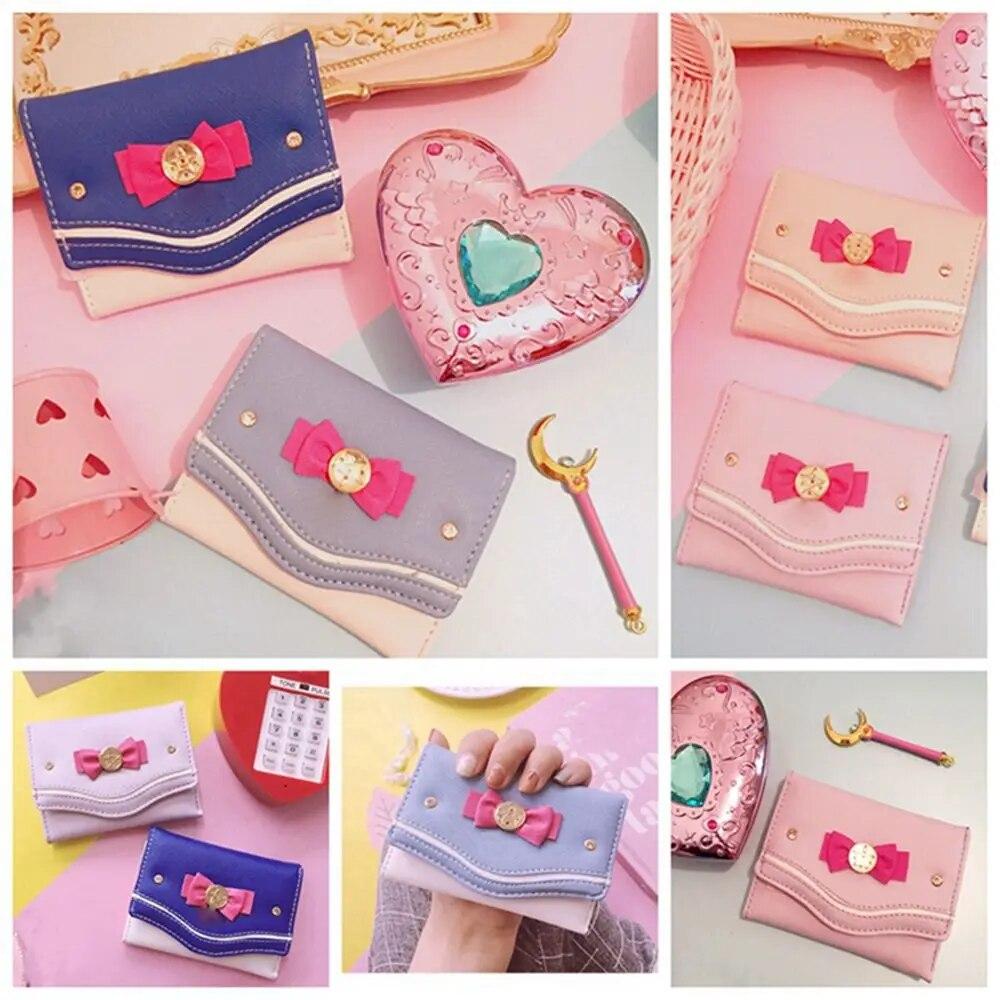 Candy Color Bow Damenmode Geldbörse PU Leder Karte Münzbörse