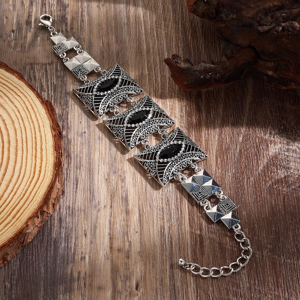 Nepal Ethnic Style Vintage Silver Alloy Crystal Bracelet For Women Gift