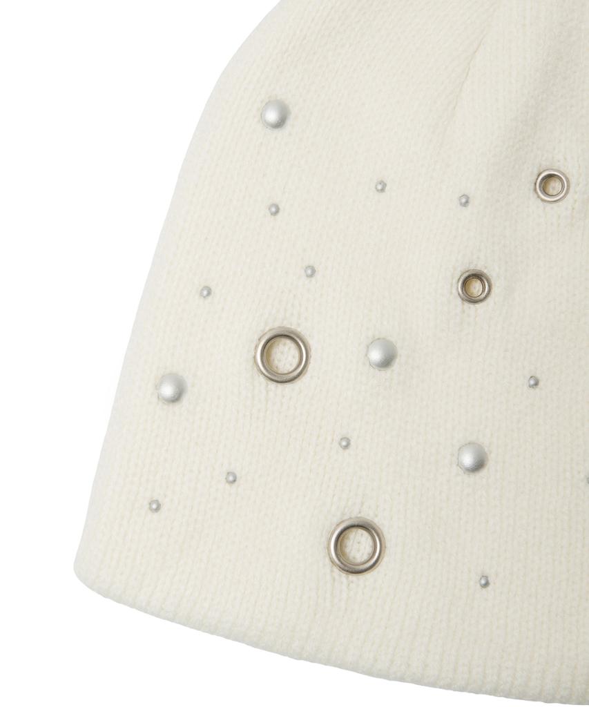 MIDNIGHT MOVE Eyelet Beanie (Ivory)