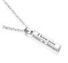 In Stock Engraved 3D Long Bar Necklace - Mirror Stainless Steel Stick Pendant