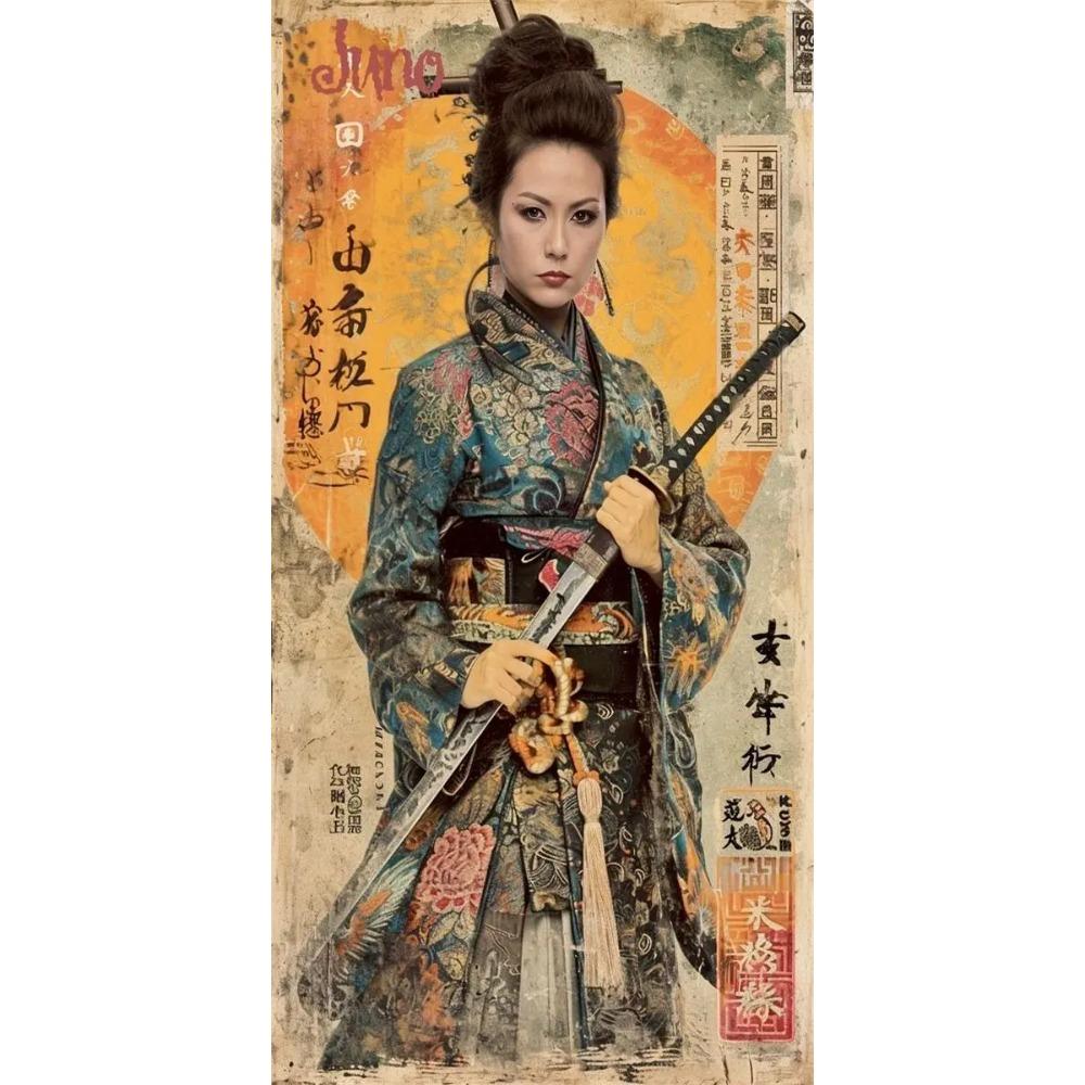 Vintage Japanese Art Geisha Samurai Poster Prints For Living Room Home Decor Sexy Woman And Warrior Canvas Painting Wall Art