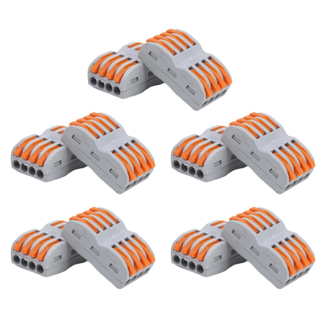 10Pcs Compact Wire Connectors Lever Nut Terminal Block SPL‑4 Quick Connect Splice Type