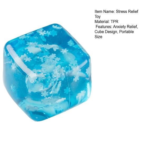 Clear Cube Squeeze Toy with Glitter Snowflake Anxiety Relief Stress Cube Sensory Toy Soft Stretchy Ice Cube Pinch Toy Party Favors