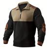 Men's Color-Blocked Button Lapel Long Sleeve Top Men's Casual Fashion Long Sleeve Top