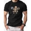 Summer Round Neck Skeleton Lifting Weights Pattern Printed Top Fashionable Casual Pure Cotton Short Sleeved Men's T-shirts