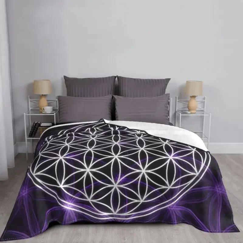 Flower Of Life Sacred Geometry Blanket Flannel Fleece Geometric Pattern Mandala Throw Blankets for Travel Bedding Couch Quilt