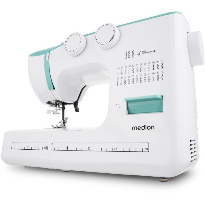 Octopia Turchese Macchina Da Cucire - Medion - Sm 60 - 62W - 24 Punti + Punti Doppi - 700 Giri/Min - Led