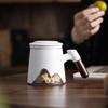 Wealth-Attracting Creative Office Mug, Hand-Painted Glazed Painting, Colorful Thousand Miles of Rivers And Mountains Ceramic Inner Filter Cup