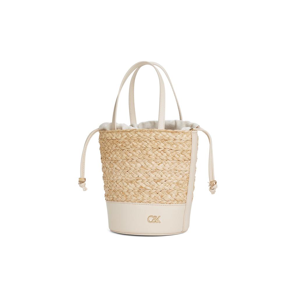 Charles & Keith Small CK Color Block Drawstring Closure Casual Versatile Leather Bucket Bag Crossbody Bag Tote Bag Medium Women bags SL2-10782395