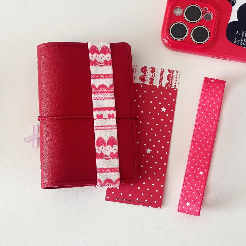 A7 M5 Planner Notebook Elastic Strap Ins Style Cute Strawberry Bear Decoration Elastic Scrapbooking Storage Accessory