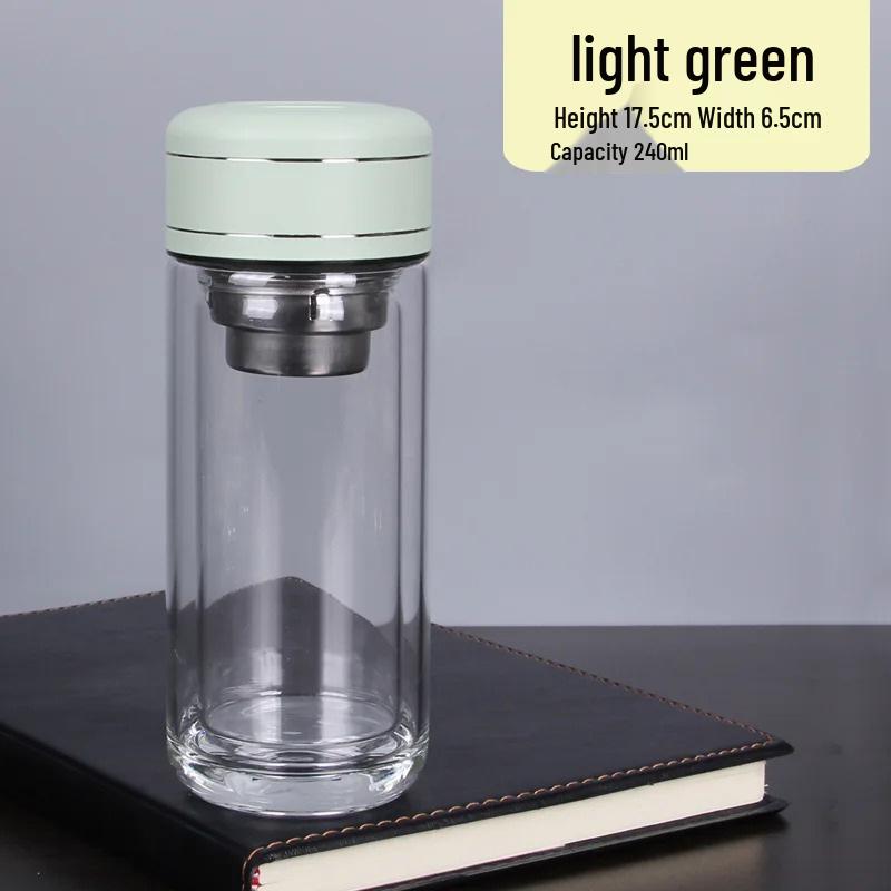 One-Touch Open Goose Egg Double-Layer Glass Cup: Anti-Scalding, High Borosilicate, Quick-Open Tea/Water Separation Cup