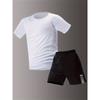 Plus Size Men's Quick-Dry Short-Sleeve T-Shirt and Shorts Set Men's Breathable Athletic Set Fitness T-Shirt and Shorts Set