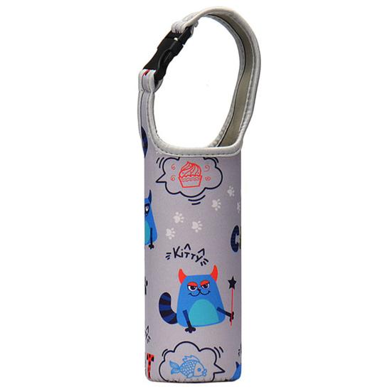 Vacuum Cup Sleeve Thickened Elastic Anti-fall with Shoulder Strap Cartoon Printing Portable Water Bottle Case for Outdoor