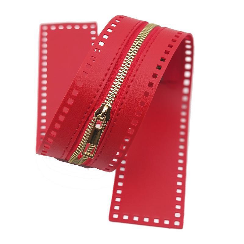1 Stück DIY Reißverschluss für gewebte Tasche Hardware PU-Leder Reißverschluss Nähzubehör 55cm Metallreißverschluss für Kleidung Zubehör