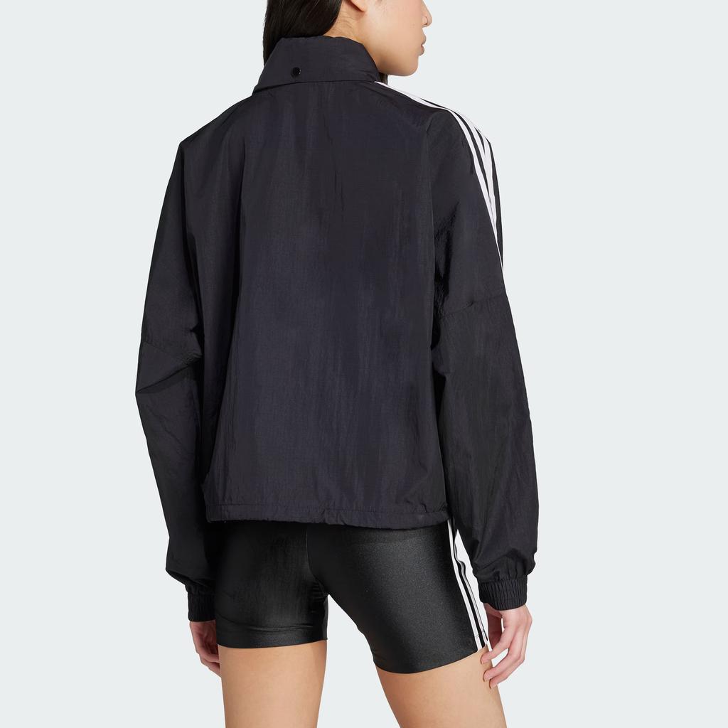 Adidas Originals Adicolor Ss25 Corta-vento Tecido Logo Três Listras Clássico Esportivo Gola Alta Jaqueta de Manga Comprida Jaqueta Feminina JX1451