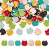 70Pcs 7 Colors Golden Plated Alloy Charms with Enamel Cadmium Free & Nickel Free & Lead Free Cat Shape Charms Mixed Color 11x11x3mm Hole: 1.6mm